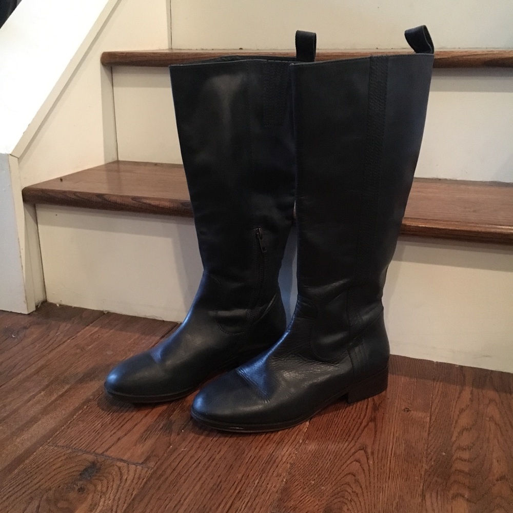 Boden Navy Blue Leather Riding Boots